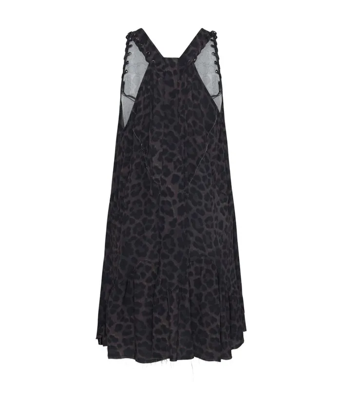 One Teaspoon Mini Dresses DARK LEOPARD TIERED DRESS 8211 Women One Teaspoon Mini Dresses DARK LEOPARD TIERED DRESS 8211 Women