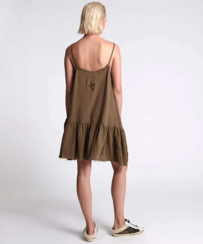 One Teaspoon Mini Dresses THE ICON WASHED KHAKI MUSLIN DRESS 8211 Women