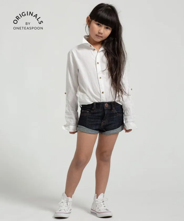 One Teaspoon Organic Tees ORGANIC RAW BANDIT SHORT BLUE 8211 WomenKids