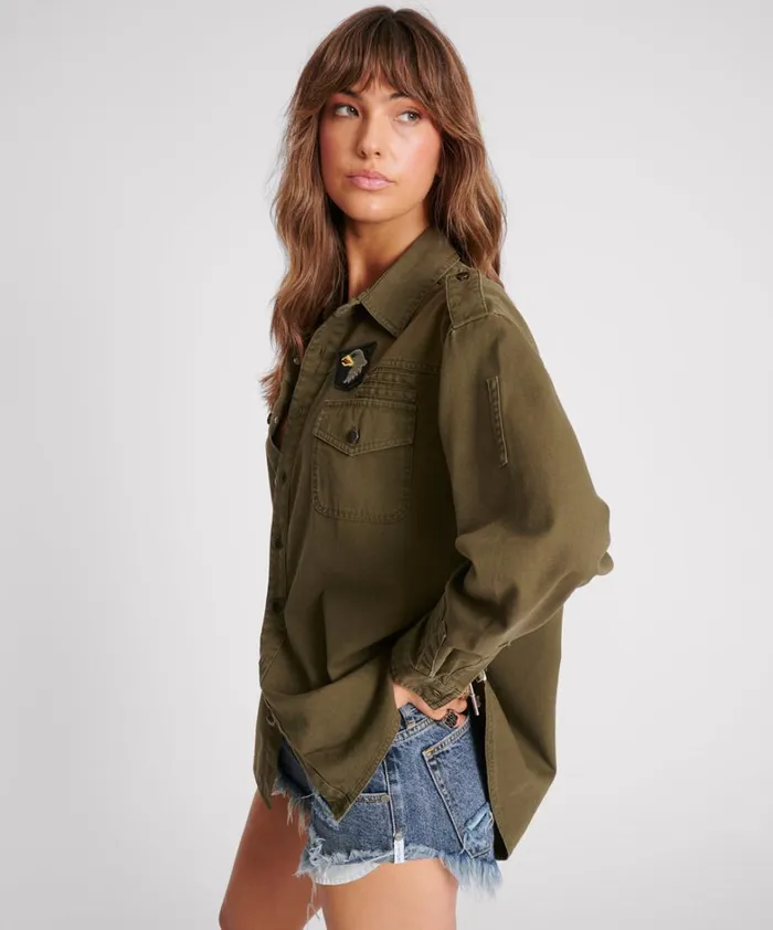 One Teaspoon Shirts AVIATOR EAGLE COTTON SHIRT 8211 Women One Teaspoon Shirts AVIATOR EAGLE COTTON SHIRT 8211 Women