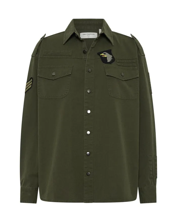 One Teaspoon Shirts AVIATOR EAGLE COTTON SHIRT 8211 Women One Teaspoon Shirts AVIATOR EAGLE COTTON SHIRT 8211 Women