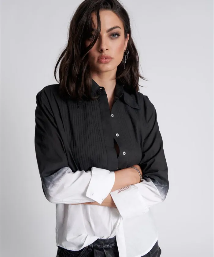 One Teaspoon Shirts FADE OUT TUXEDO SHIRT 8211 Women One Teaspoon Shirts FADE OUT TUXEDO SHIRT 8211 Women