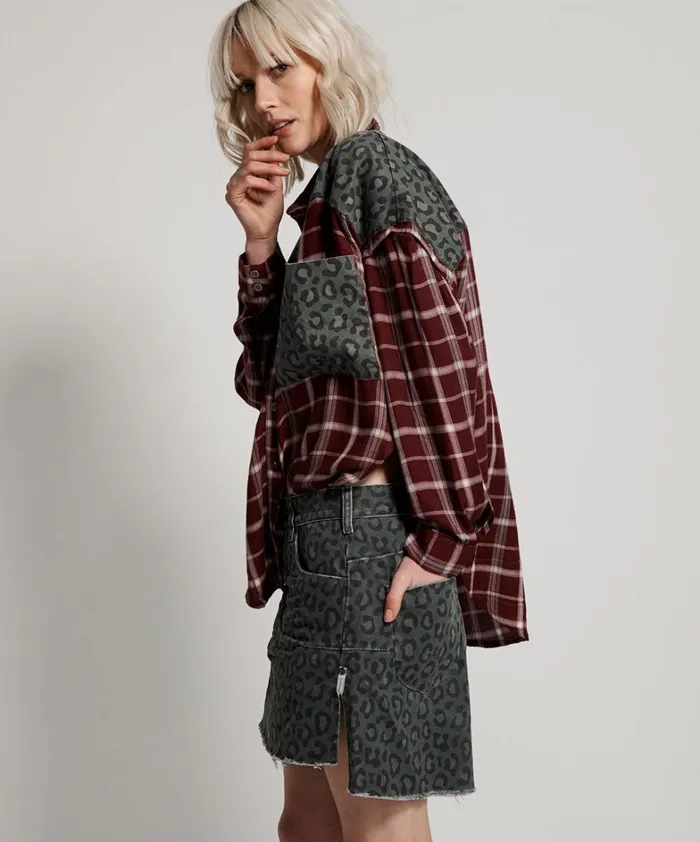 One Teaspoon Shirts OXBLOOD CHECK MOTLEY SHIRT 8211 Women One Teaspoon Shirts OXBLOOD CHECK MOTLEY SHIRT 8211 Women