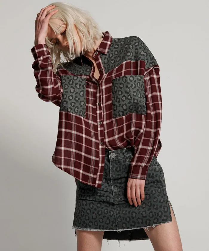 One Teaspoon Shirts OXBLOOD CHECK MOTLEY SHIRT 8211 Women One Teaspoon Shirts OXBLOOD CHECK MOTLEY SHIRT 8211 Women