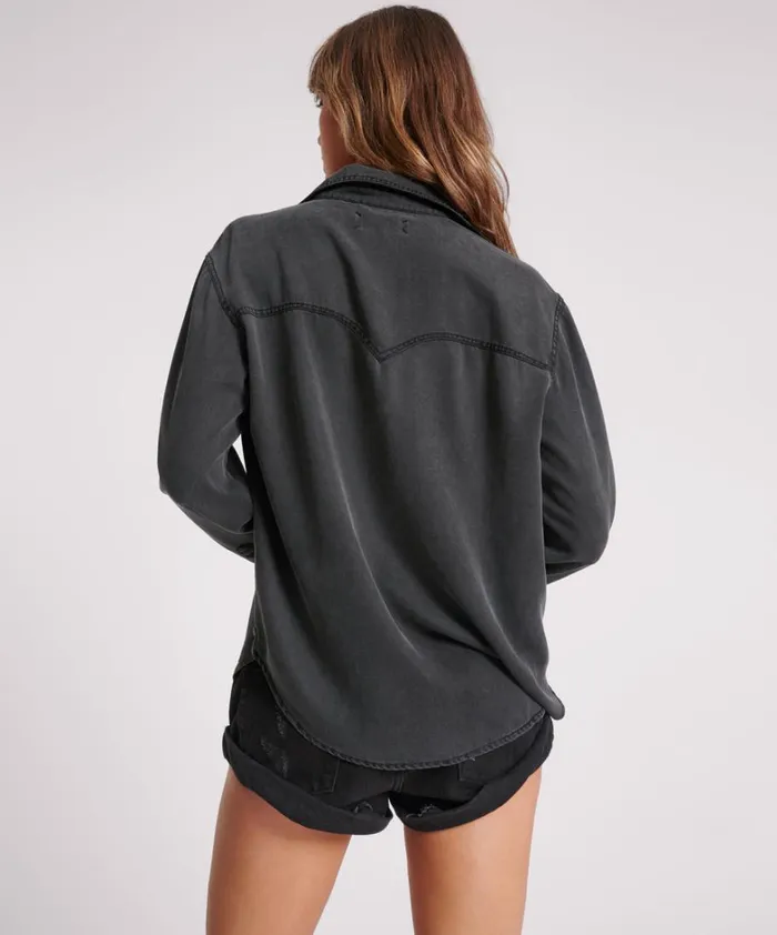 One Teaspoon Shirts SOFT BLACK TENCEL WESTERN SHIRT 8211 Women One Teaspoon Shirts SOFT BLACK TENCEL WESTERN SHIRT 8211 Women