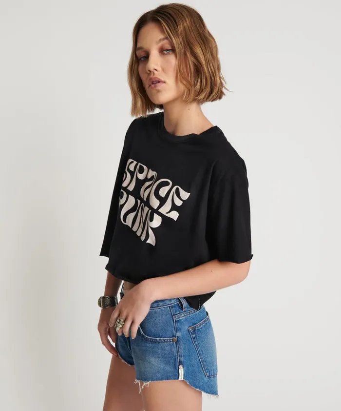 One Teaspoon Tees and Tanks BLACK CROPPED SPACE PUNK TEE 8211 Women One Teaspoon Tees and Tanks BLACK CROPPED SPACE PUNK TEE 8211 Women