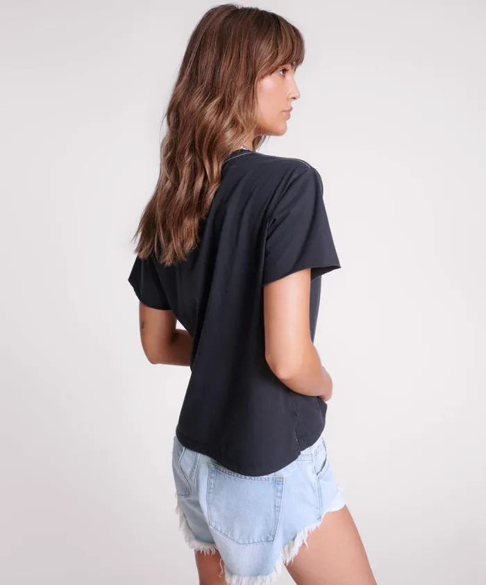 One Teaspoon Tees and Tanks BLACK GRAFFITI BIRD SPLIT HEM TEE 8211 Women One Teaspoon Tees and Tanks BLACK GRAFFITI BIRD SPLIT HEM TEE 8211 Women