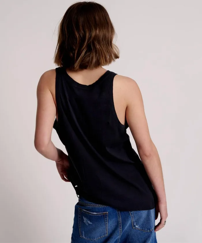 One Teaspoon Tees and Tanks BLACK STONE RIBBED DISTRESSED DADDIO SINGLET 8211 Women One Teaspoon Tees and Tanks BLACK STONE RIBBED DISTRESSED DADDIO SINGLET 8211 Women