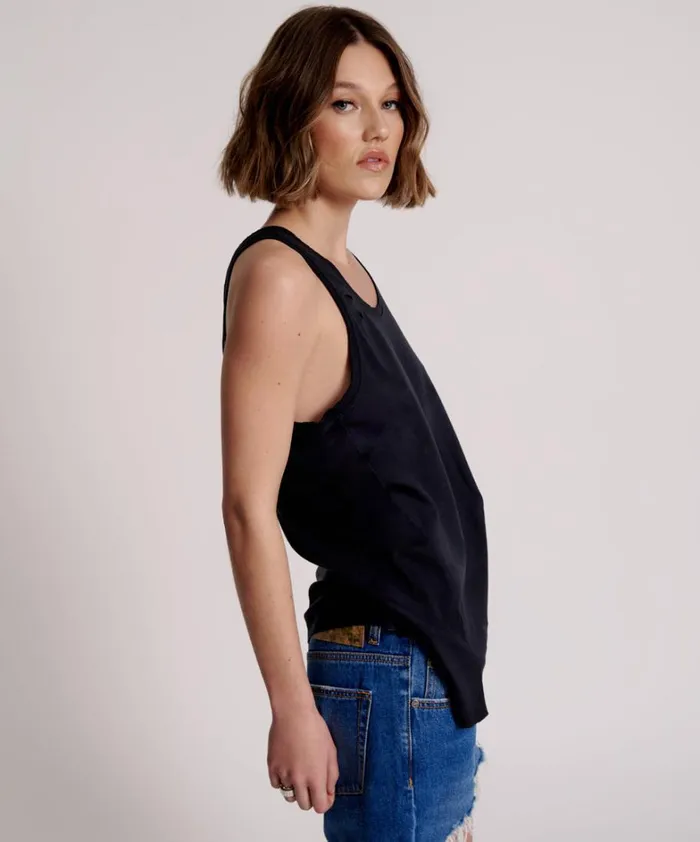 One Teaspoon Tees and Tanks BLACK STONE RIBBED DISTRESSED DADDIO SINGLET 8211 Women One Teaspoon Tees and Tanks BLACK STONE RIBBED DISTRESSED DADDIO SINGLET 8211 Women