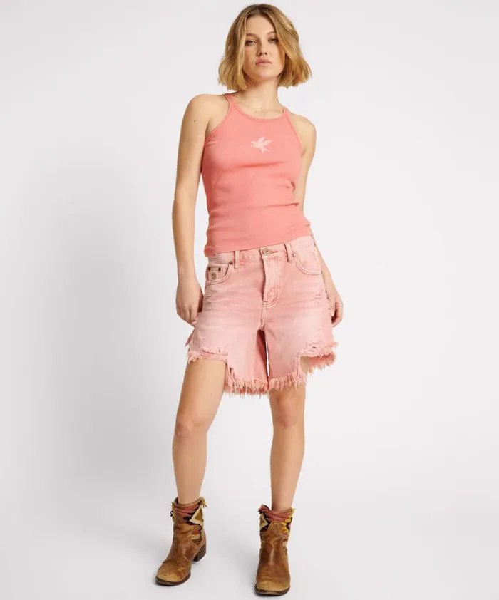 One Teaspoon Tees and Tanks CORAL ONE TEASPOON RIB SINGLET 8211 Women One Teaspoon Tees and Tanks CORAL ONE TEASPOON RIB SINGLET 8211 Women