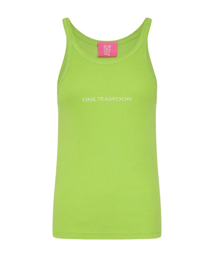 One Teaspoon Tees and Tanks CYBER LIME ONE TEASPOON LOGO SINGLET 8211 Women