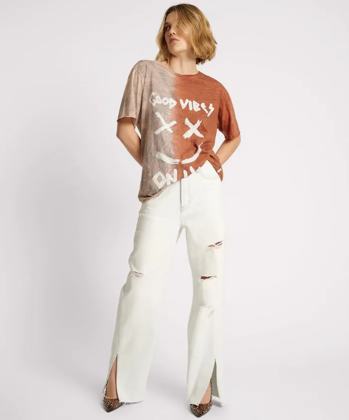 One Teaspoon Tees and Tanks GOOD VIBES ONLY OVERSIZED HAND DYED TEE 8211 Women
