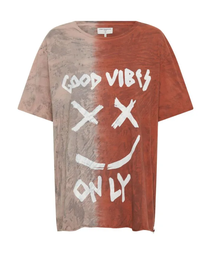 One Teaspoon Tees and Tanks GOOD VIBES ONLY OVERSIZED HAND DYED TEE 8211 Women