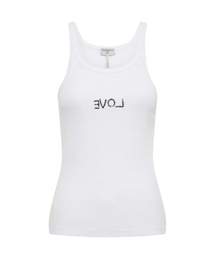 One Teaspoon Tees and Tanks LOVE RIB SINGLET WHITE 8211 Women