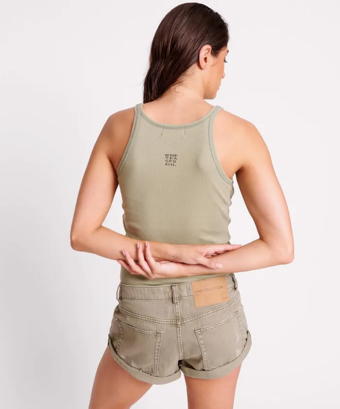 One Teaspoon Tees and Tanks MATCHA ONE TEASPOON RIB SINGLET 8211 Women
