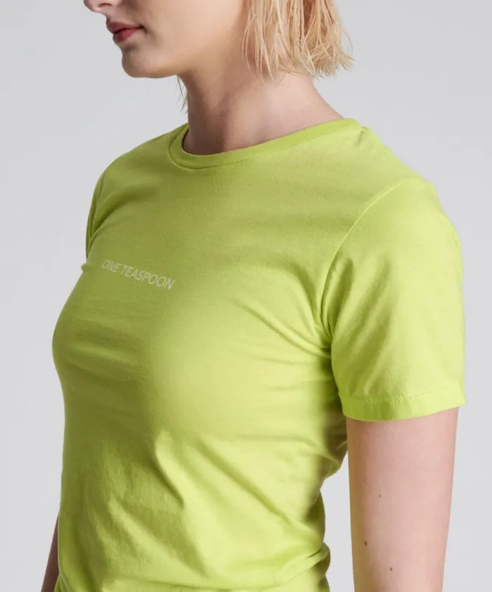 One Teaspoon Tees and Tanks ONE TEASPOON ORGANIC FITTED LOGO TEE YELLOW 8211 Women