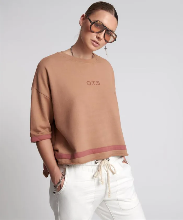 One Teaspoon Tees and Tanks OTS SWEAT TEE BROWN 8211 Women