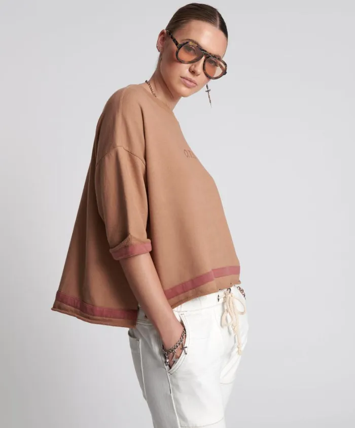 One Teaspoon Tees and Tanks OTS SWEAT TEE BROWN 8211 Women One Teaspoon Tees and Tanks OTS SWEAT TEE BROWN 8211 Women