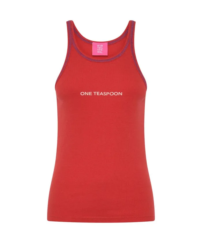 One Teaspoon Tees and Tanks RED ONE TEASPOON LOGO SINGLET 8211 Women