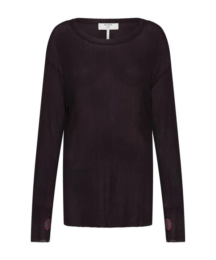 One Teaspoon Tops AMITY SHEER RIB KNIT TOP BLACK 8211 Women One Teaspoon Tops AMITY SHEER RIB KNIT TOP BLACK 8211 Women