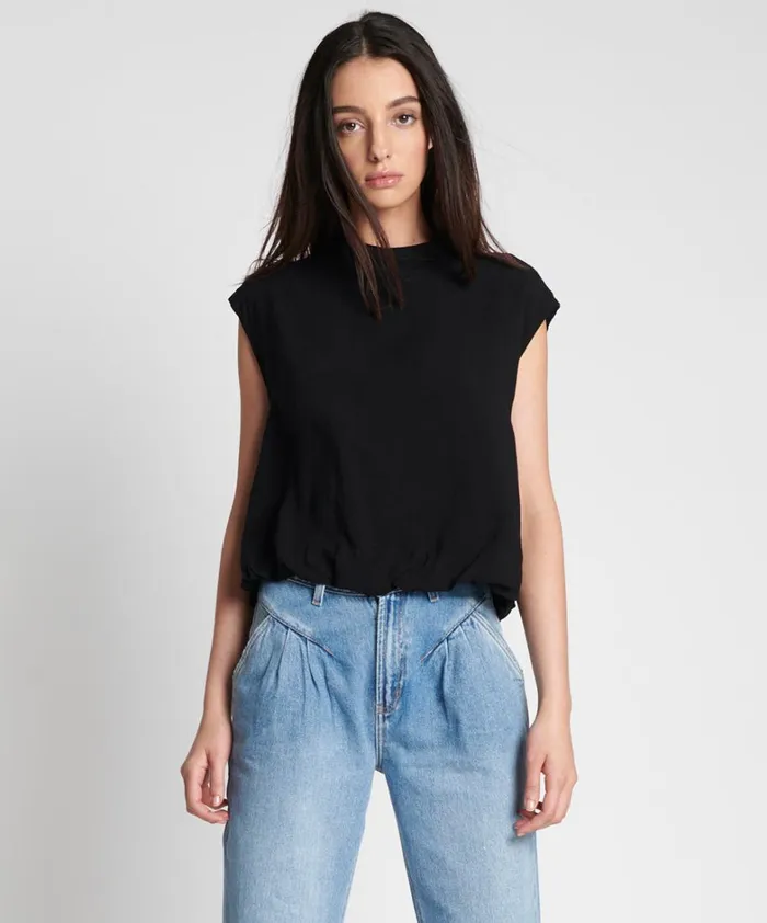 One Teaspoon Tops BLACK CREPE BUBBLE TOP 8211 Women