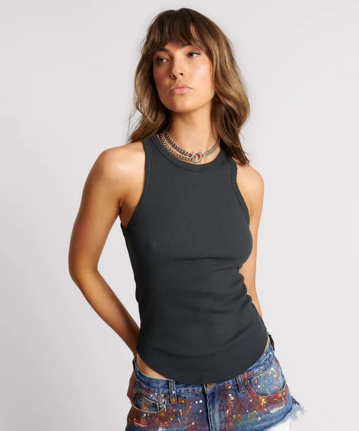 One Teaspoon Tops DISTRESSED RAMONE RIB TANK 8211 Women