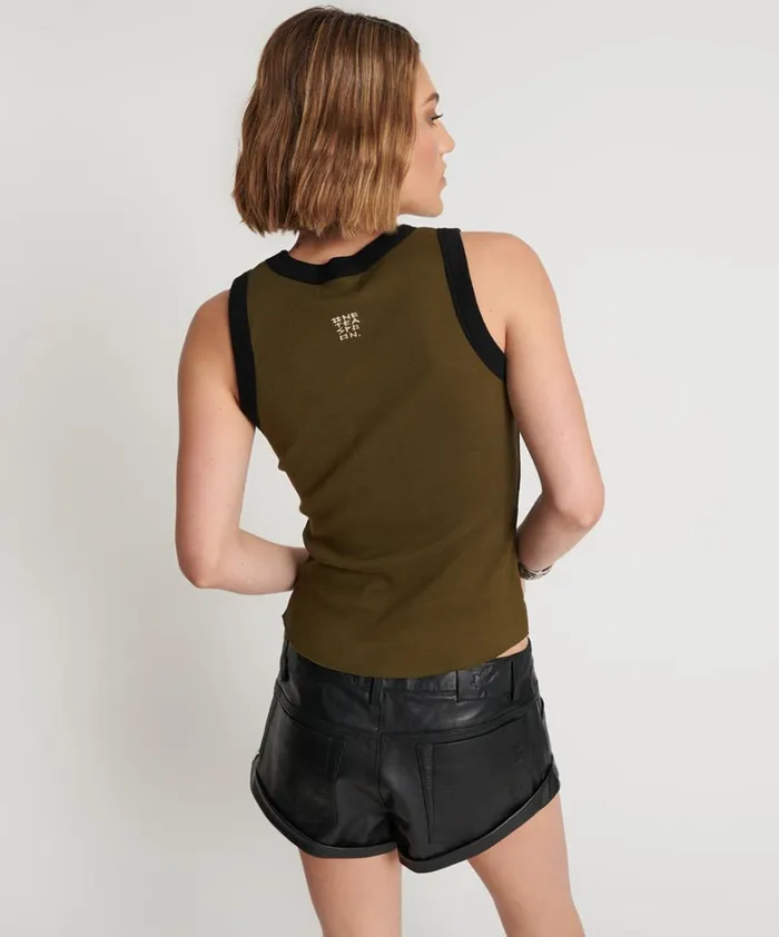 One Teaspoon Tops OTS KHAKI 2 TONE EQUIPMENT TANK 8211 Women