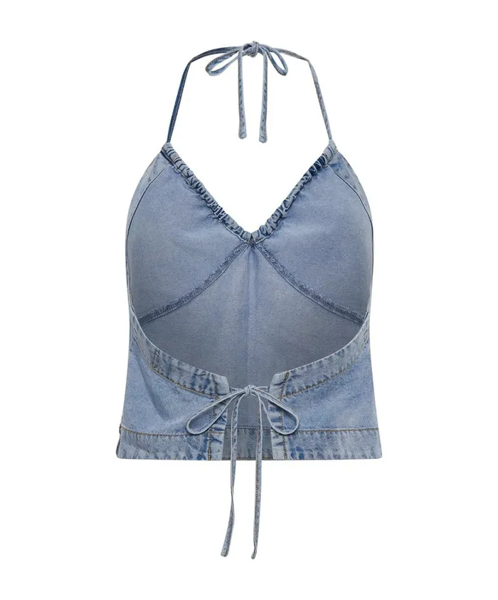 One Teaspoon Tops SOFT BLUE TENCEL HALTER TOP 8211 Women