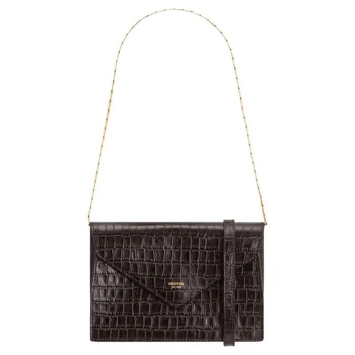 Oroton Clutches Women Mia Texture Clutch Mahogany Croc