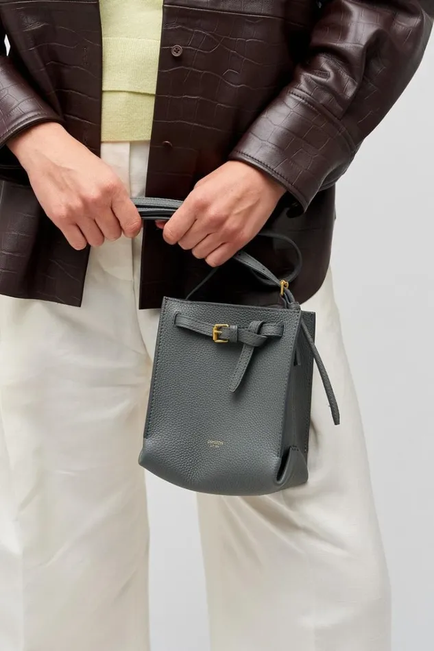 Oroton Crossbody Women Margot Tiny Bucket Bag Dark Slate