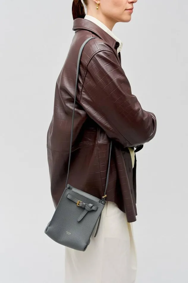 Oroton Crossbody Women Margot Tiny Bucket Bag Dark Slate