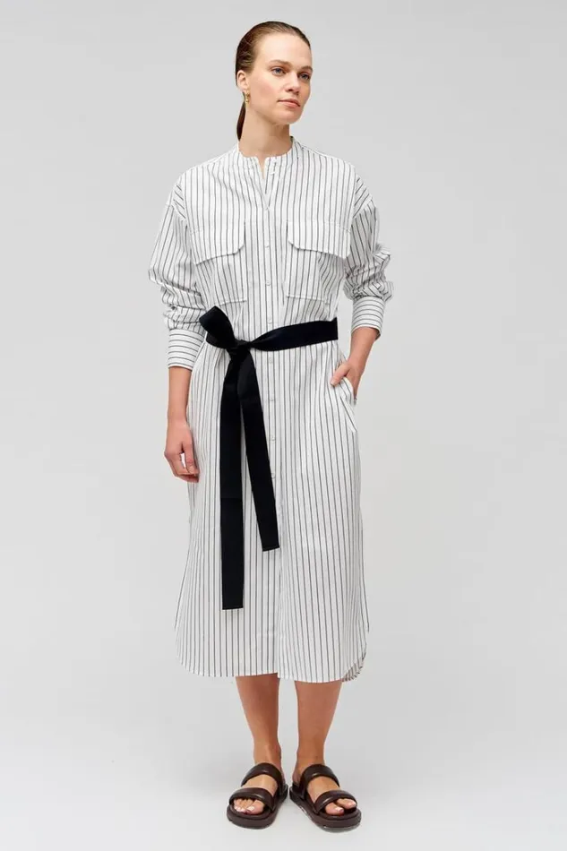 Oroton Dresses Women Pinstripe Shirt Dress White