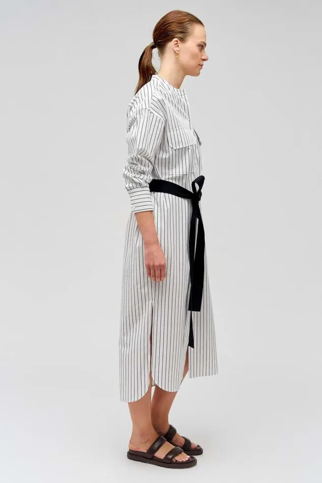 Oroton Dresses Women Pinstripe Shirt Dress White