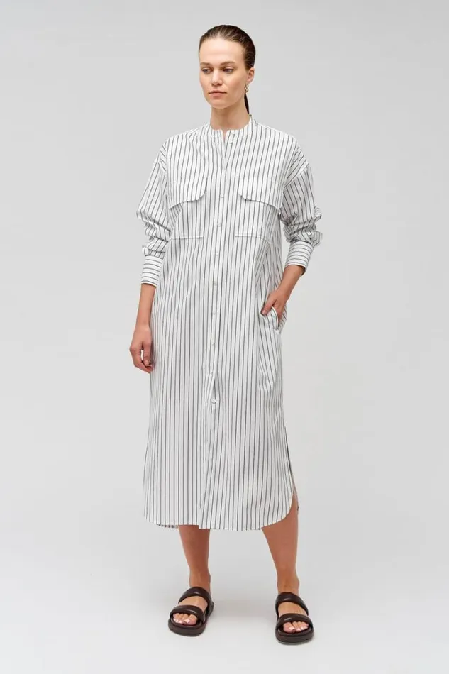 Oroton Dresses Women Pinstripe Shirt Dress White
