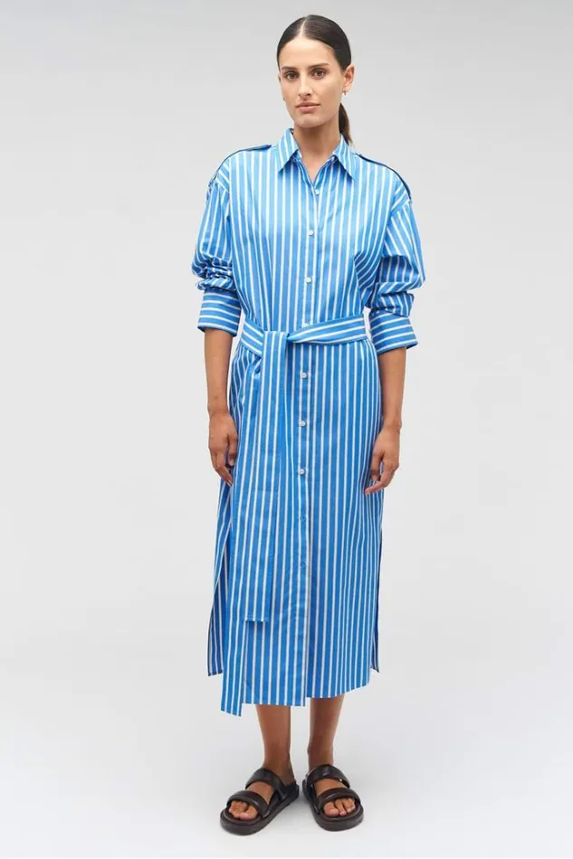 Oroton Dresses Women Poplin Shirt Dress Delft Blue