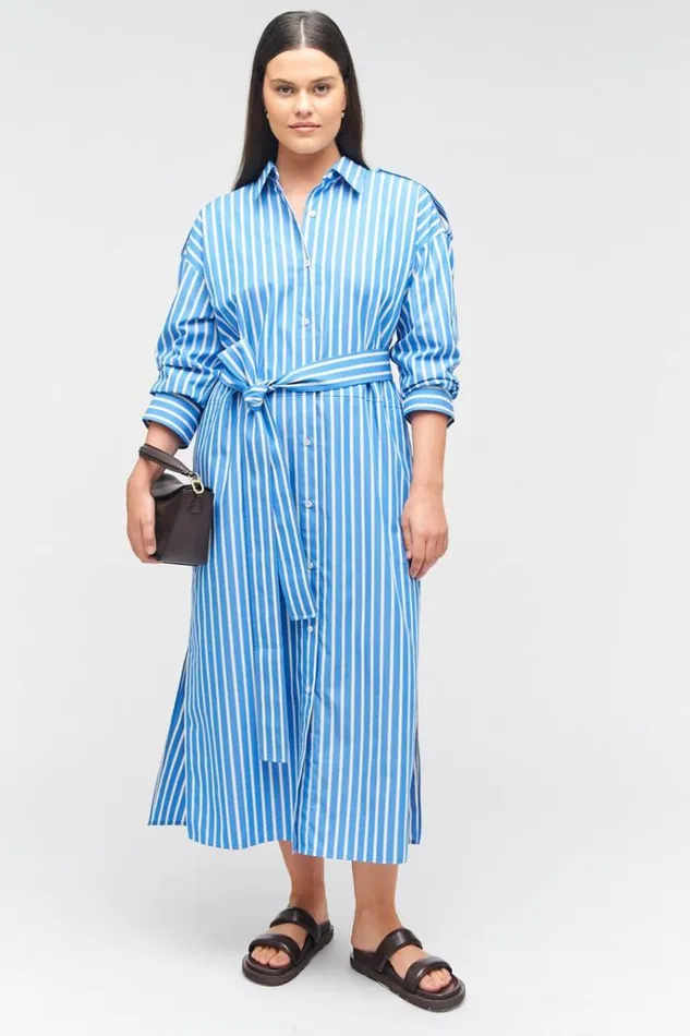Oroton Dresses Women Poplin Shirt Dress Delft Blue