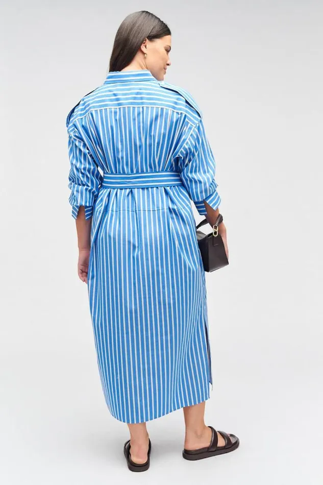 Oroton Dresses Women Poplin Shirt Dress Delft Blue