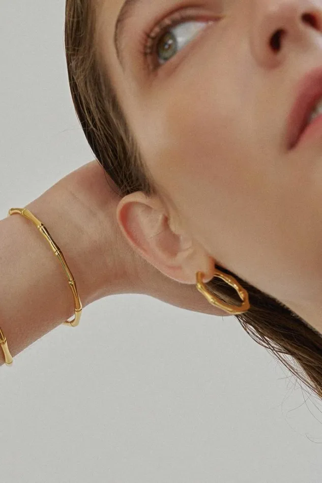 Oroton Earrings Jewellery Fife Large Hoops 18k Gold