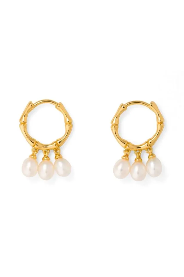 Oroton Earrings Jewellery Melody Multi Pearl Huggies 18k Gold
