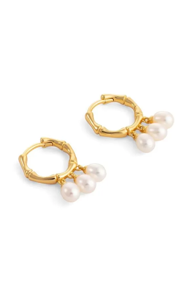 Oroton Earrings Jewellery Melody Multi Pearl Huggies 18k Gold