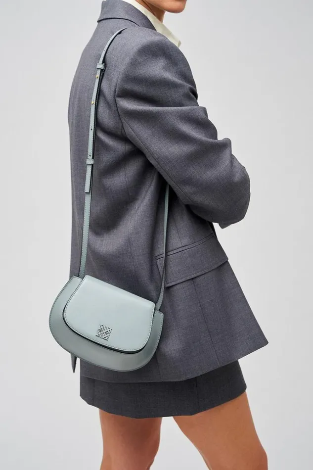 Oroton Sets Women Della Saddle Shoulder Bag Grey Flannel