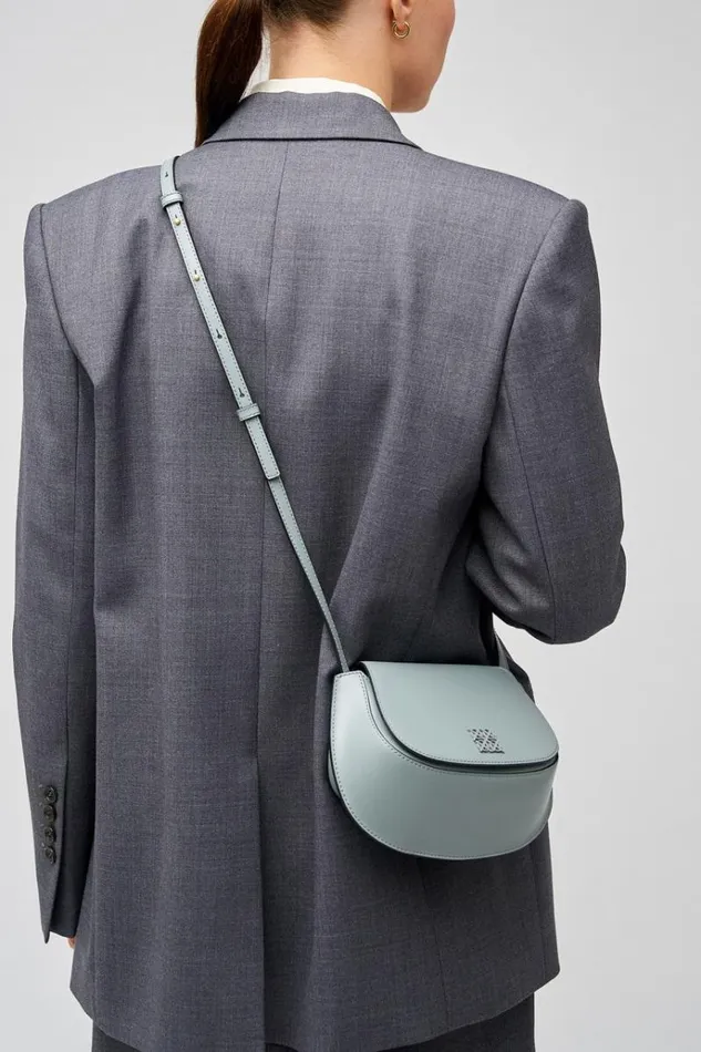 Oroton Sets Women Della Saddle Shoulder Bag Grey Flannel