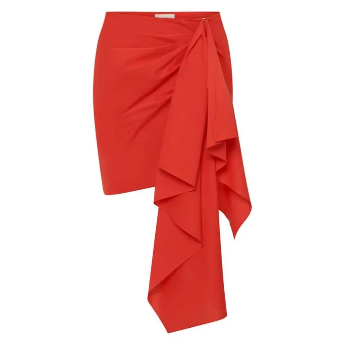 Oroton Skirts Women Poplin Short Sarong Skirt Poppy