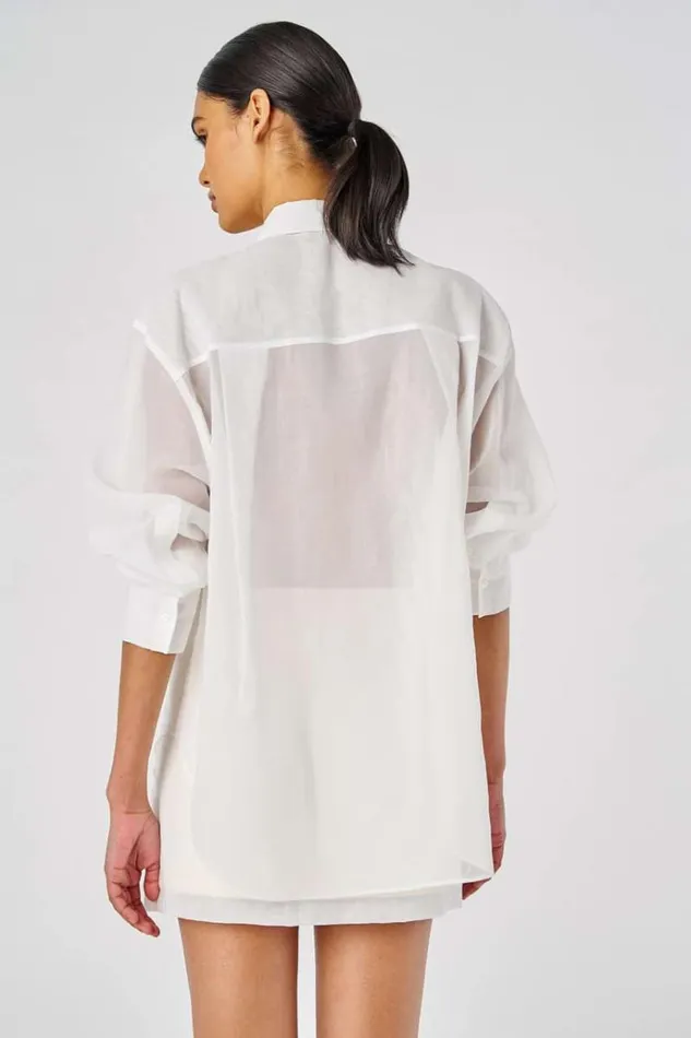 Oroton Tops Women Lace Flower Sheer Overshirt Antique White