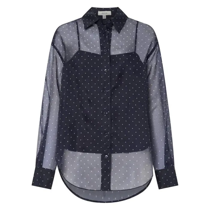 Oroton Tops Women Pindot Print Overshirt North Sea