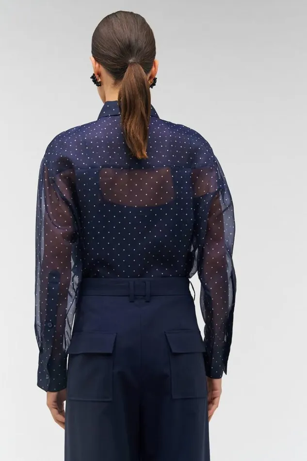 Oroton Tops Women Pindot Print Overshirt North Sea