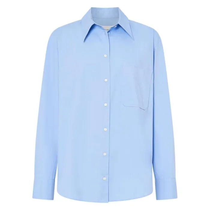 Oroton Tops Women Poplin Long Sleeve Shirt Delft Blue