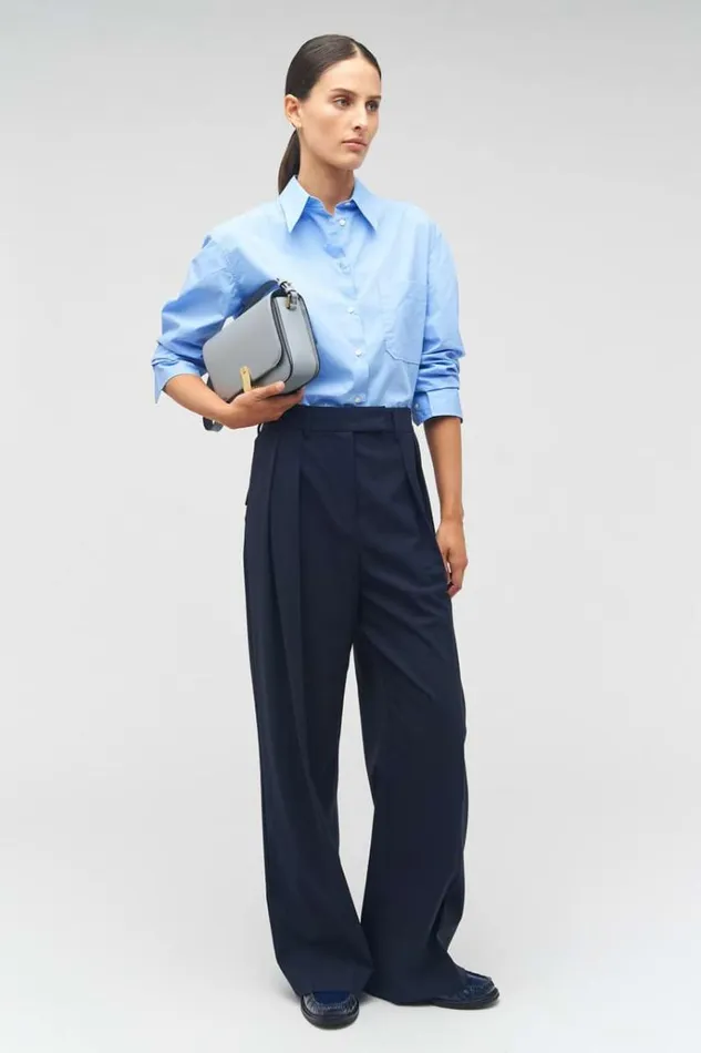 Oroton Tops Women Poplin Long Sleeve Shirt Delft Blue