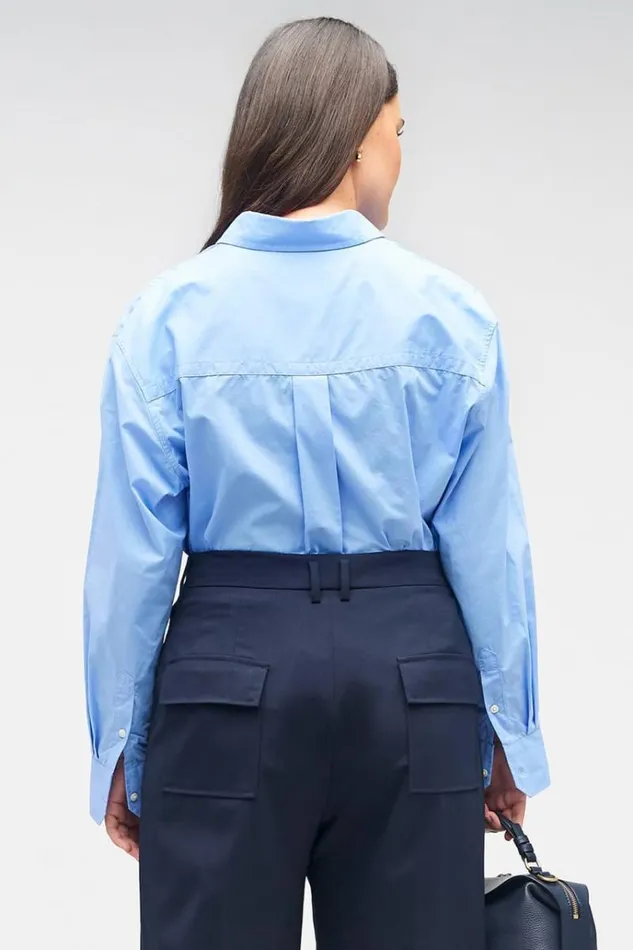 Oroton Tops Women Poplin Long Sleeve Shirt Delft Blue