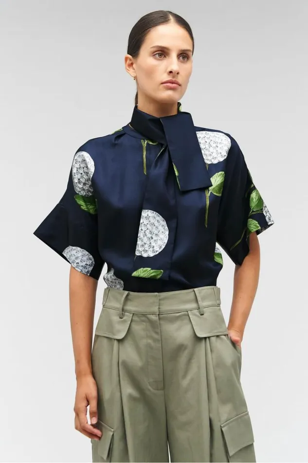 Oroton Tops Women Snowdrop Print Blouse North Sea